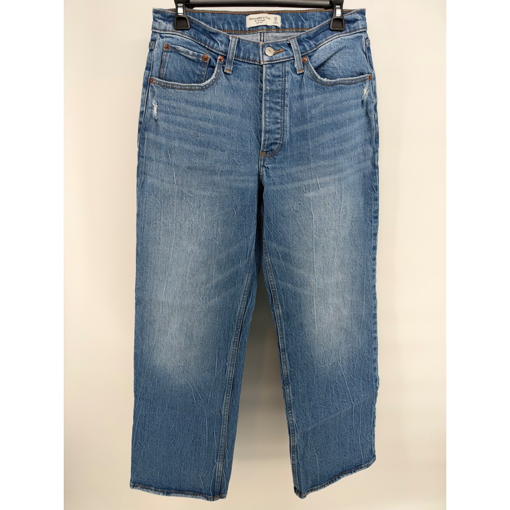 Abercrombie & Fitch The 90s Baggy Low Rise Jeans Blue Medium Wash Sz 28